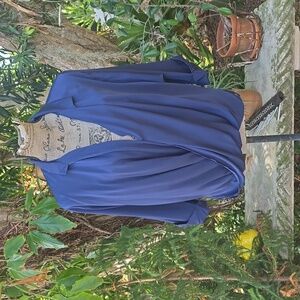 Repeat navy blue silk NWT sz S asymmetrical mid sleeve blouse.